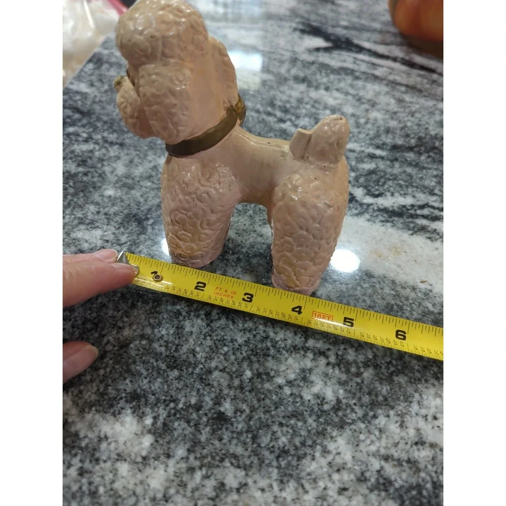 Vintage Chalkware Poodle Carnival Prize Poodle Dog Pup Pink Tones
